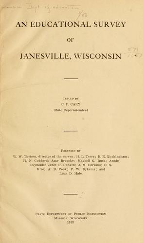 Cover for An educational survey of Janesville, Wisconsin