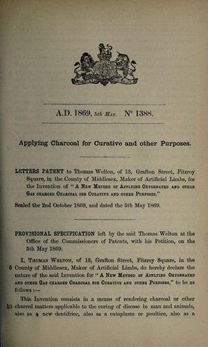 Cover for Specification of Thomas Welton