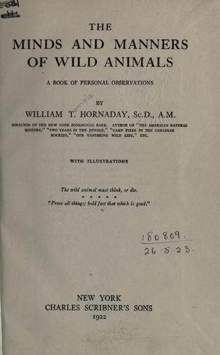 Cover for The minds and manners of wild animals