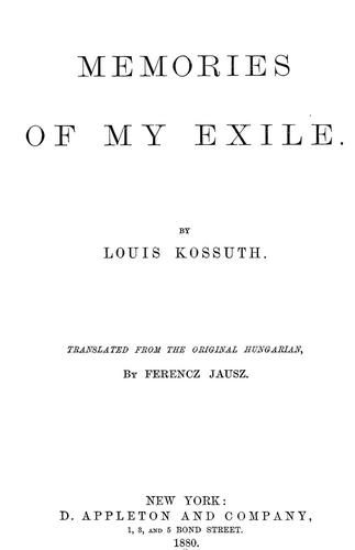 Cover for Memories of my exile
