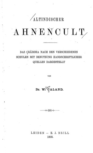 Cover for Altindischer ahnencult