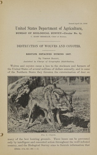 Cover for Destruction of wolves and coyotes