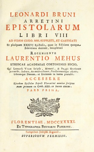 Cover for Leonardi Bruni Arretini Epistolarum libri VIII
