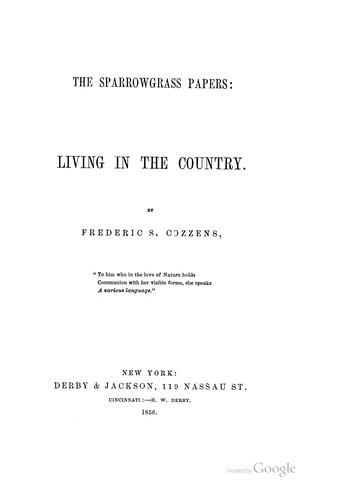 Cover for The Sparrowgrass papers