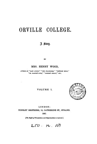 Cover for Orville college: A Story