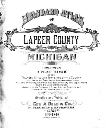 Cover for Standard atlas of Lapeer County, Michigan