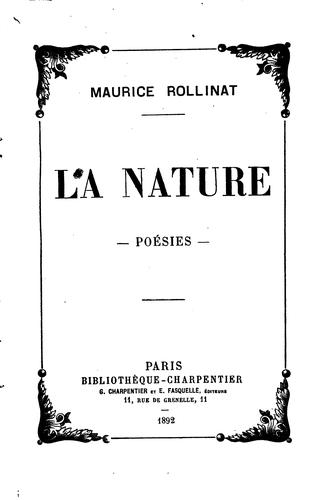 Cover for La nature; poésies: poésies