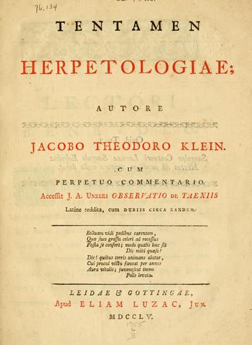 Cover for Tentamen herpetologiae