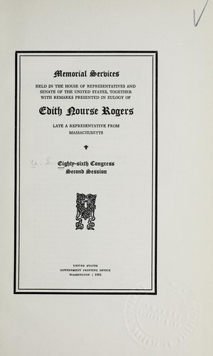 Cover for Memorial services held in the House of Representatives and Senate of the United States