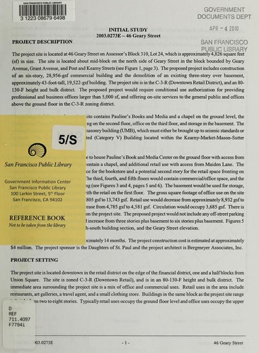 Cover for Initial study