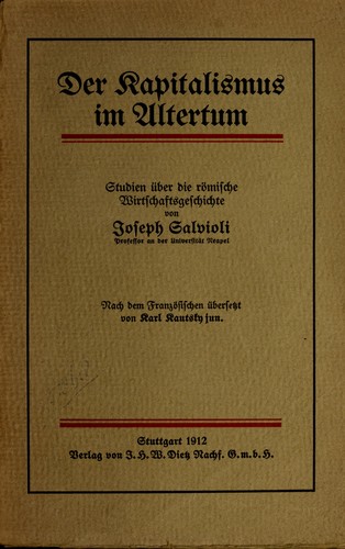 Cover for Der kapitalismus im altertum