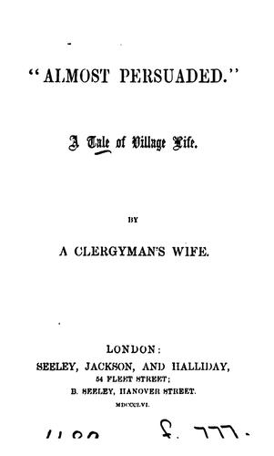 Cover for 'Almost persuaded', by a clergyman's wife [F.E.G. Carey-Brock].
