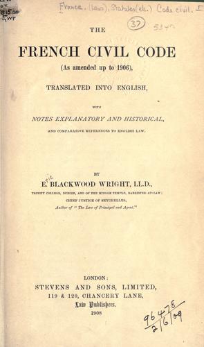 Cover for The French civil code (as amended up to 1906)