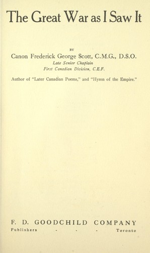 Cover for The great war as I saw it