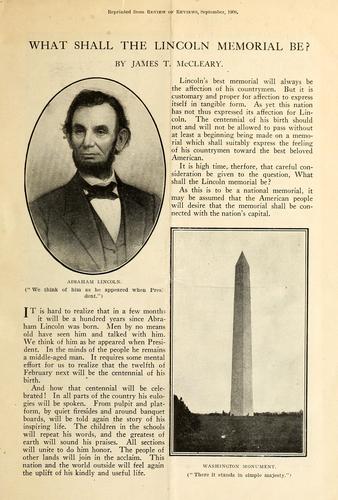 Cover for What shall the Lincoln Memorial be?