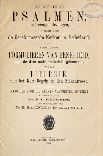 Cover for De berijmde Psalmen