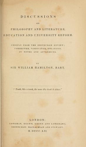 Cover for Discussions on philosophy and literature, education and university reform.