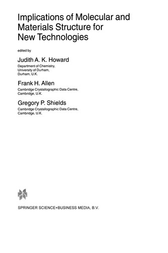 Cover for Implications of Molecular and Materials Structure for New Technologies