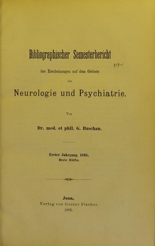 Cover for Bibliographischer Semesterbericht der Erscheinungen auf dem Gebiete der Neurologie und Psychiatrie