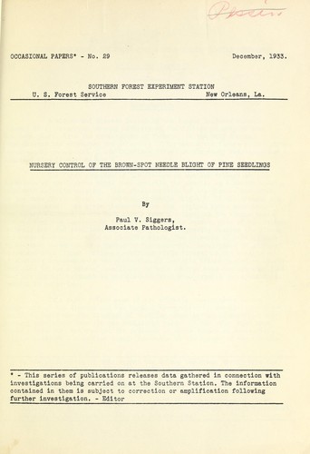 Cover for Nursery control of the brown-spot needle blight of pine seedlings
