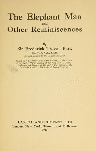 Cover for The elephant man and other reminiscences