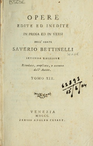 Cover for Opere edite e inedite in prosa ed in versi