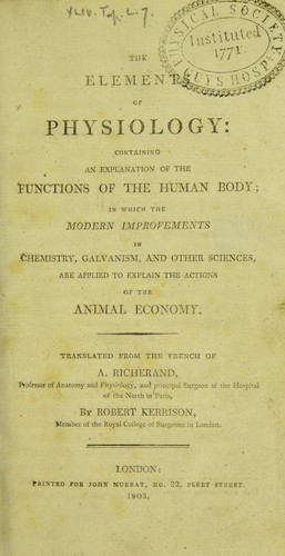 Cover for The elements of physiology