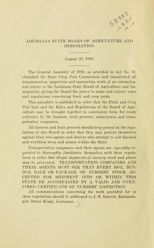 Cover for Fruit and crop pest law of Louisiana