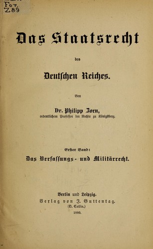 Cover for Das Staatsrecht des deutschen Reiches