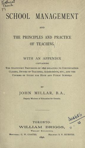Cover for School management and the principles and practice of teaching