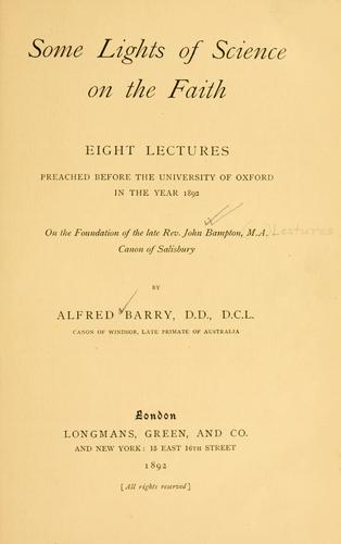 Cover for Some lights of science on the faith