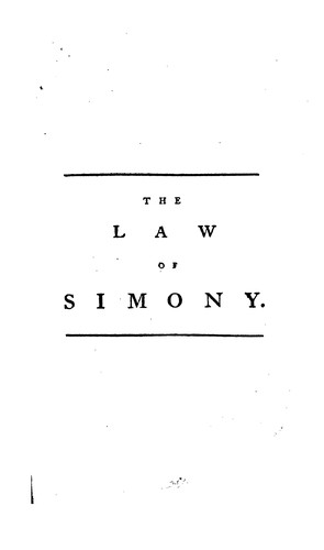 Cover for The law of simony