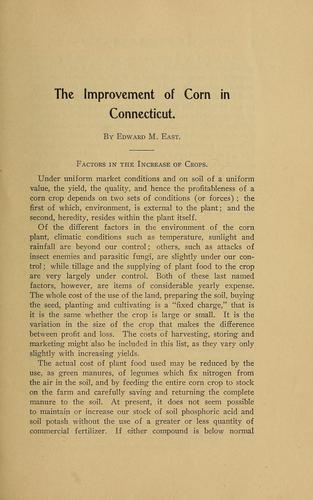 Cover for The improvement of corn in Connecticut