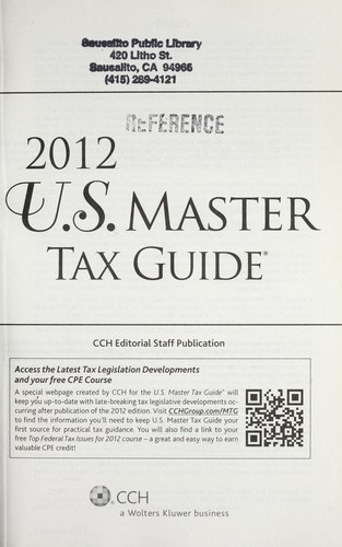 Cover for 2012 U.S. master tax guide