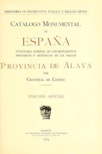 Cover for Catálogo monumental de España
