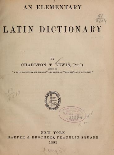 Cover for An elementary Latin dictionary