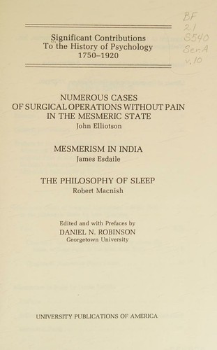Cover for Significant Contributions to the History of Psychology 1750-1920