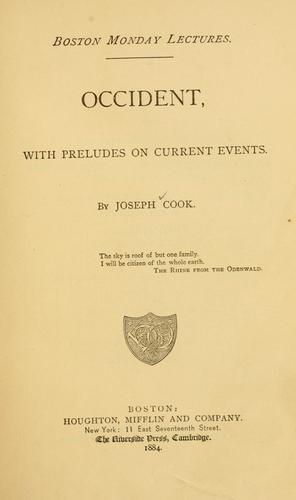 Cover for Occident