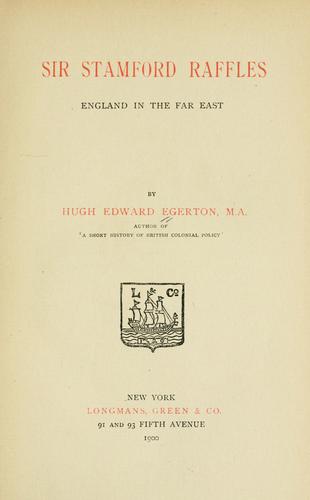 Cover for Sir Stamford Raffles