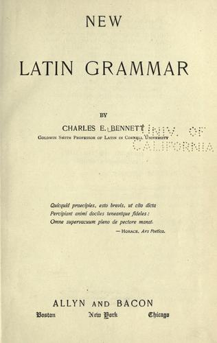 Cover for New Latin grammar
