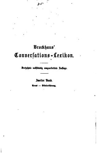 Cover for Brockhaus' Conversations-Lexikon. [With] Supplement bd