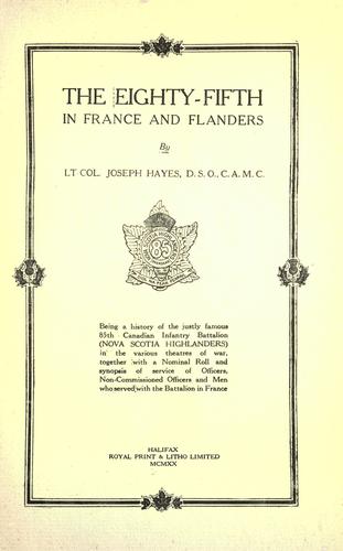 Cover for The Eighty-fifth in France and Flanders