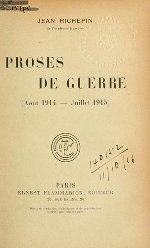 Cover for Proses de Guerre (août 1914-juillet 1915)