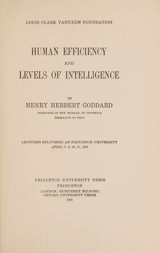 Cover for Human efficiency and levels of intelligence