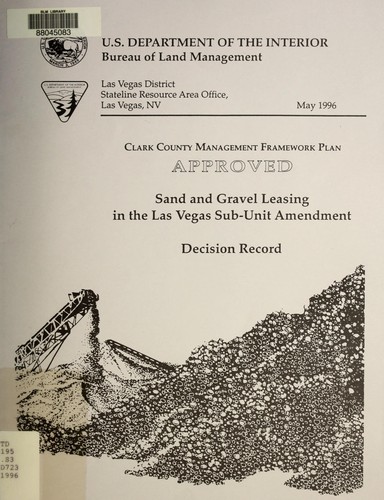 Cover for Clark County management framework plan
