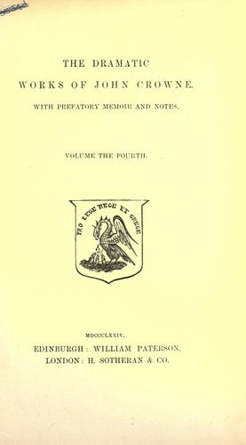 Cover for The dramatic works of John Crowne