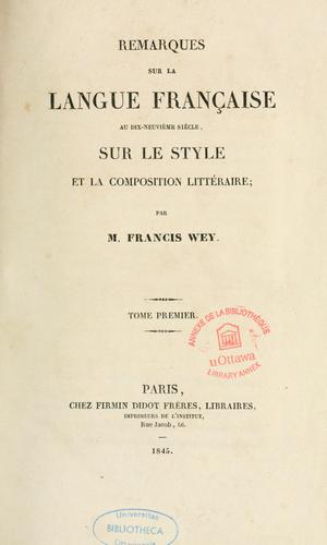Cover for Remarques sur la langue française au dix-neuvième siècle