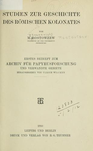 Cover for Studien zur Geschichte des römischen Kolonates