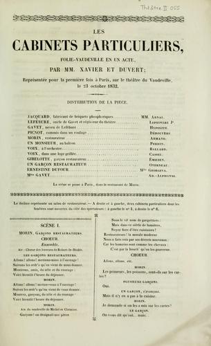 Cover for Les cabinets particuliers