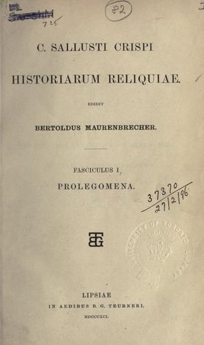 Cover for Historiarum reliquiae